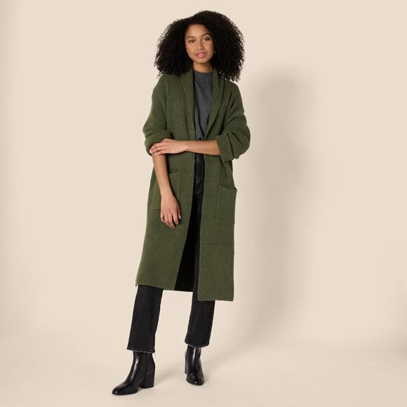 Women's Oversized Cotton Blend Heavyweight Long Cardigan Sweater Plus Size - Picture 4 of 6